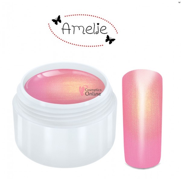 Gel UV Amelie color roz cu reflexii aurii  Gold Metallic Pink 5 ml